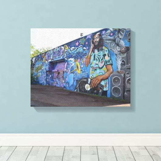 DJ muziek muur Graffiti Street art, urban real Canvas Afdruk (Insitu (Houten vloer))
