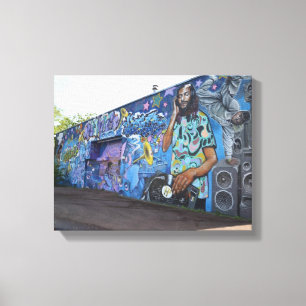 DJ muziek muur Graffiti Street art, urban real Canvas Afdruk