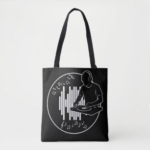 DJ Muziek Silhouet Zwart-Wit Kunst Tote Bag