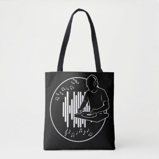 DJ Muziek Silhouet Zwart-Wit Kunst Tote Bag