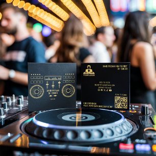 Dj-muziekevenementen modern minimalistisch zwart g vierkante visitekaartje