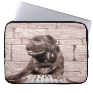 DJ-muziekhond Buldog tech foto Laptop Sleeve