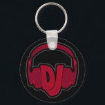 DJ-muziekhoofdtelefoon Sleutelhanger<br><div class="desc">DJ-woord met hoofdtelefoon</div>