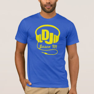 DJ naam hoofdtelefoon gele grafische t-shirt