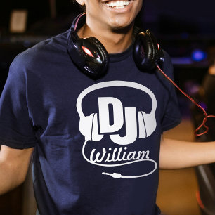DJ naam hoofdtelefoon wit op donkere grafische T-s T-shirt