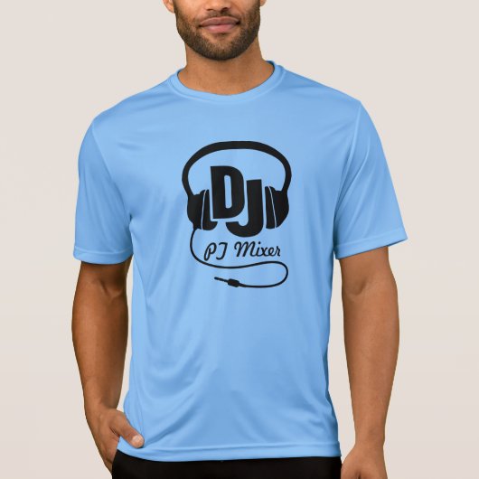 DJ naam hoofdtelefoon zwart, helder T-shirt (Voorkant)