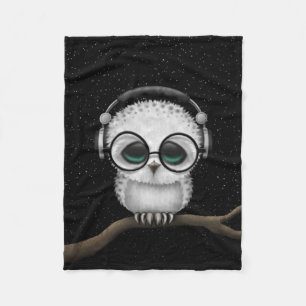 Dj Owl met hoofdtelefoons, bril en sterren Fleece Deken