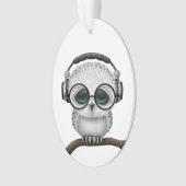  Dj Owl met Hoofdtelefoons en Glaskoppen Ornament (voorkant)