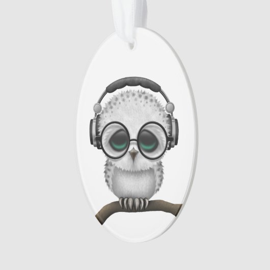 Dj Owl met Hoofdtelefoons en Glaskoppen Ornament (voorkant)