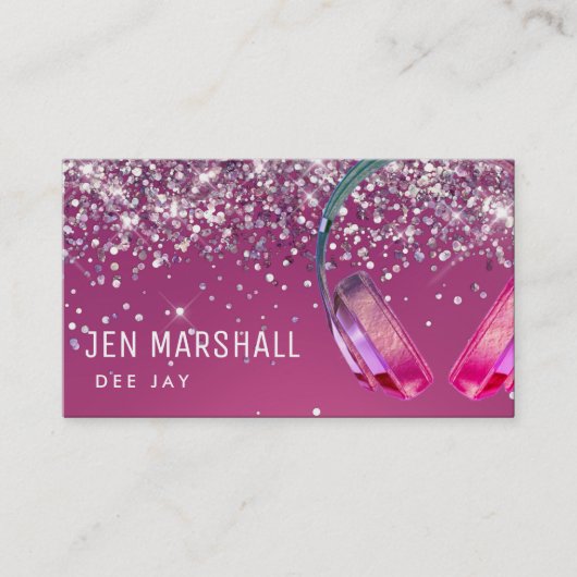 DJ paarse hoofdtelefoon Visitekaartje (Voorkant)