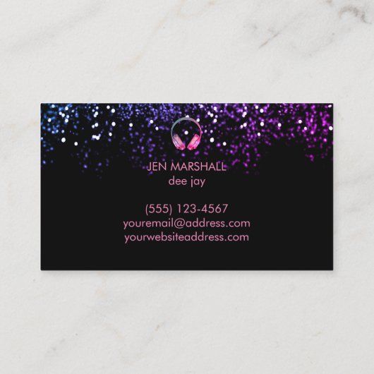 DJ paarse roze muziek hoofdtelefoon Visitekaartje (Achterkant)