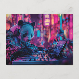 DJ Panda met hoofdtelefoon Briefkaart