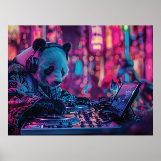 DJ Panda met hoofdtelefoon Poster (Voorkant)