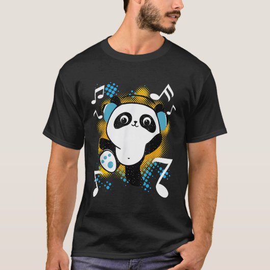 DJ Panda met hoofdtelefoon T-shirt (Voorkant)