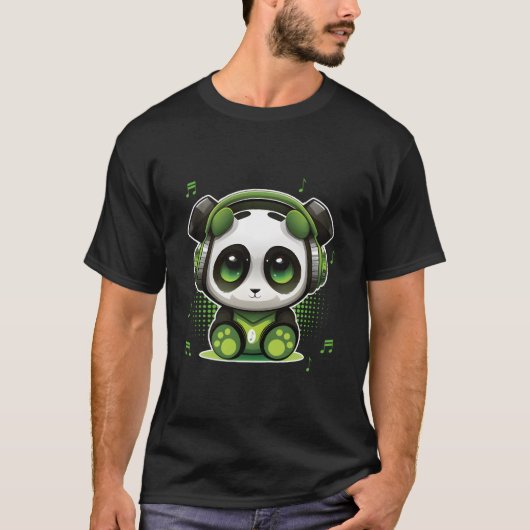 Dj Panda With Headphones Panda T-shirt (Voorkant)