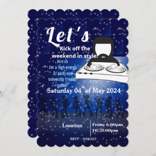 DJ party en universiteitsvrienden verzamelen Kaart