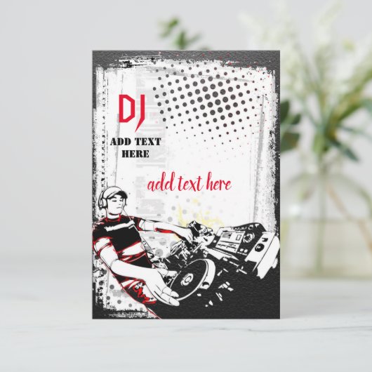 DJ Party Invitation Flat Card Bedankkaart (Staand voorkant)