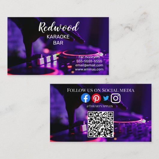 DJ party planner glow stick disco karaoke club Bus Visitekaartje (Voorkant / Achterkant)