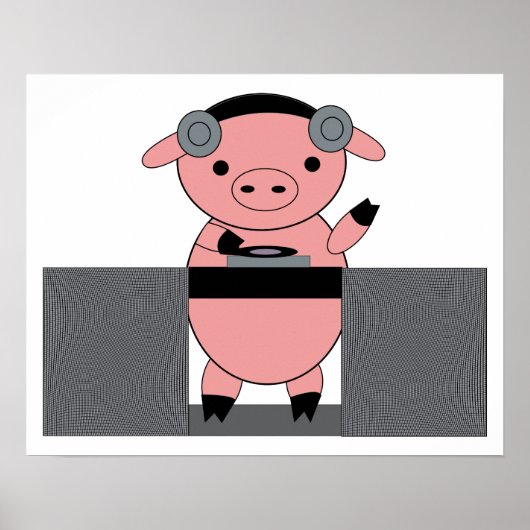 DJ Piggy Pig Poster (Voorkant)