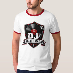 DJ Pirate Radio Ringer T-Shirt voor- en achterkant