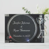 DJ Platenspeler bruiloft Uitnodiging (Staand voorkant)