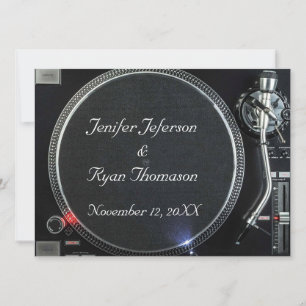 DJ Platenspeler bruiloft Uitnodiging