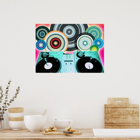DJ Platenspeler Circles Poster (Keuken)