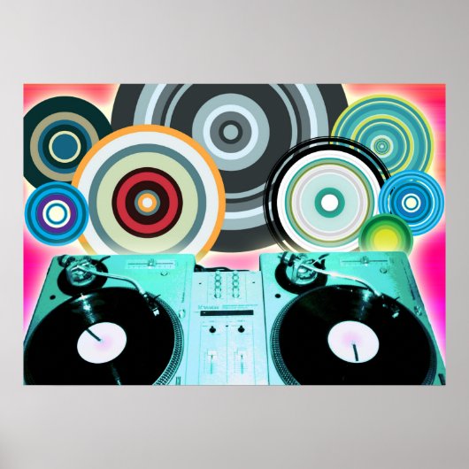 DJ Platenspeler Circles Poster (Voorkant)