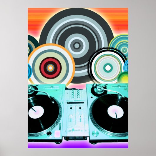 DJ Platenspeler Circles Poster (Voorkant)
