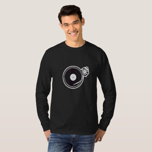 Dj-Platenspeler met stylus en naaldgrafische scrat T-shirt (Voorkant volledig)