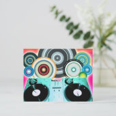 DJ-Platenspeler met vinyl - Pop kunst Briefkaart (Staand voorkant)
