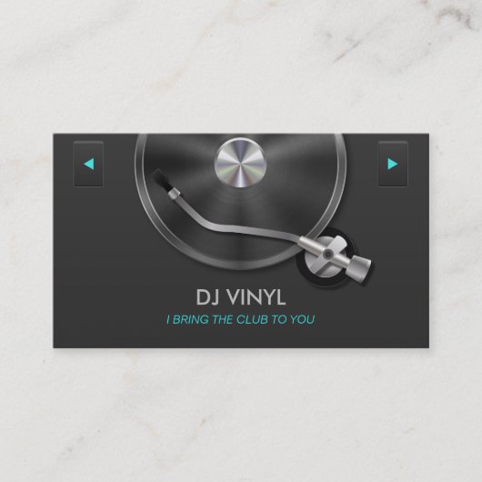 DJ Platenspeler Music Modern Clean Grey & Silver Visitekaartje (Voorkant)