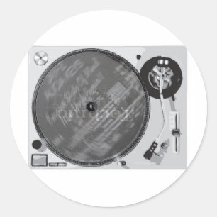 DJ Platenspeler Ronde Sticker
