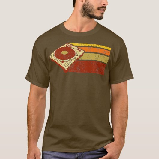 DJ Platenspeler T Shirt Warme Kleuren (Voorkant)