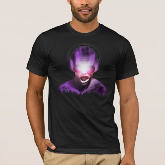 Dj Platenspelers Neon Sketch 3D Illustratie T-shirt (Voorkant)