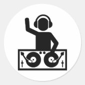DJ Platenspelers Ronde Sticker (Voorkant)