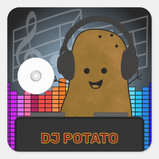 DJ Potato Custom Vierkante Sticker (Voorkant)