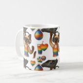 DJ Pride Paws Cat-geïnspireerde Pride LGBTQ Koffiemok (Voorkant links)