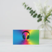 DJ prismatic kleurt muziekkoptelefoon Visitekaartje (Staand voorkant)