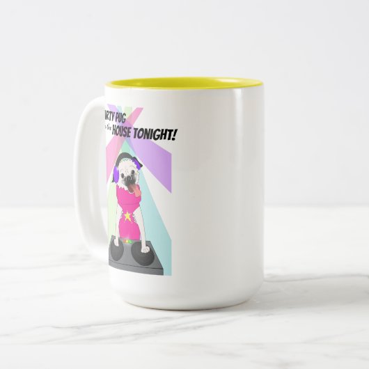 DJ Pug: Party Pug is in het Huis vanavond Tweekleurige Koffiemok (Voorkant links)