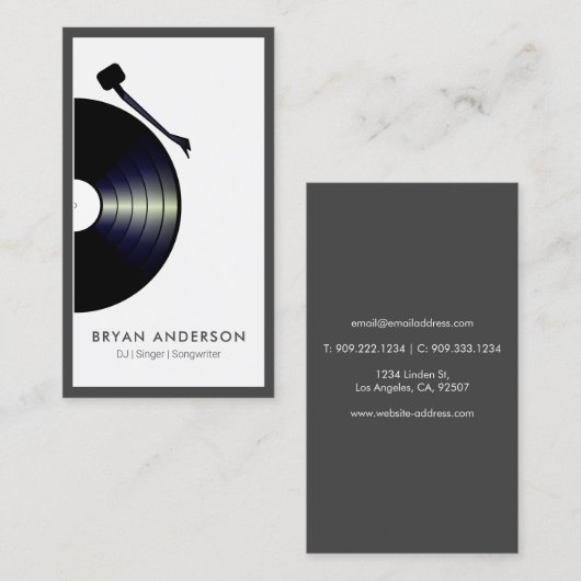 DJ Record Platenspeler Visitekaartje (Voorkant / Achterkant)