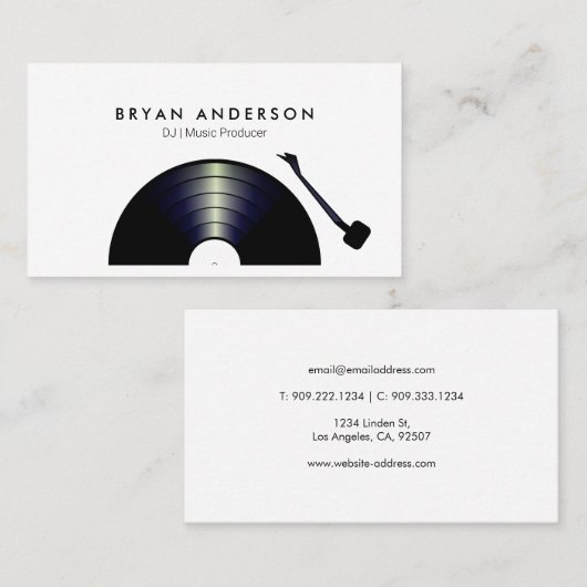 DJ Record Platenspeler Visitekaartje (Voorkant / Achterkant)