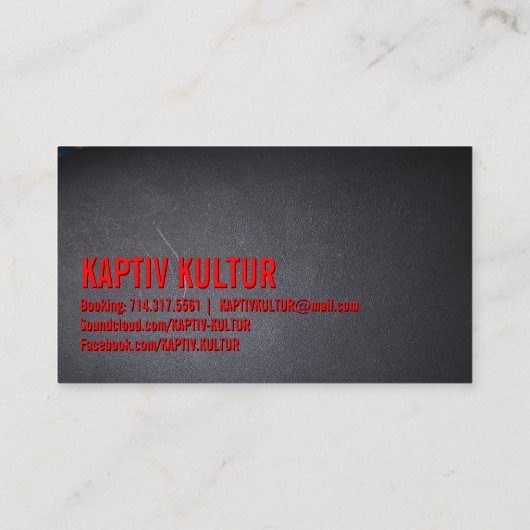 DJ Red Bold Text Elegant Dark Minimalist Visitekaartje (Achterkant)