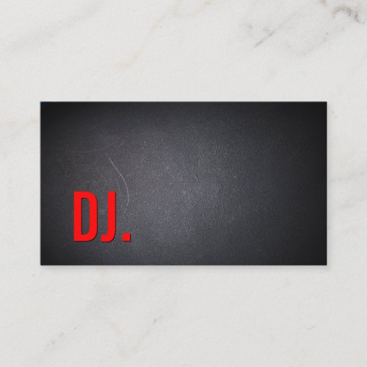 DJ Red Bold Text Elegant Dark Minimalist Visitekaartje (Voorkant)
