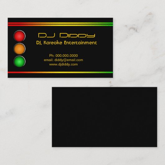 DJ Reggae Traffic Lights Aangepaste Visitekaartjes (Voorkant / Achterkant)