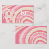 DJ Retro Groovy Wave Disco Ball Pink Visitekaartje (Voorkant / Achterkant)
