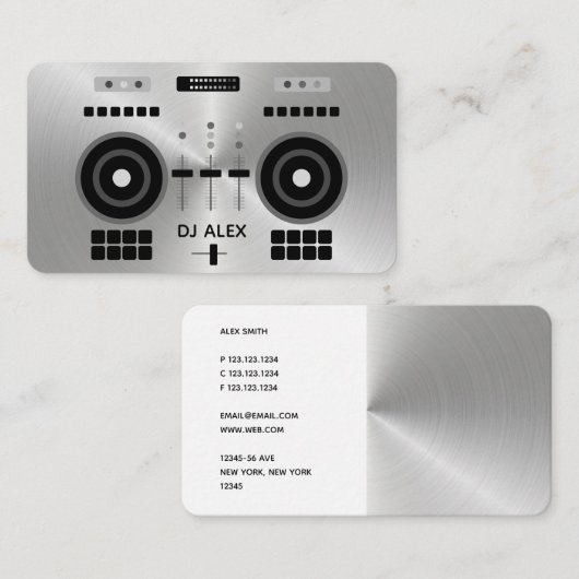 DJ Roestvrij staal voor moderne Visitekaartje (Voorkant / Achterkant)