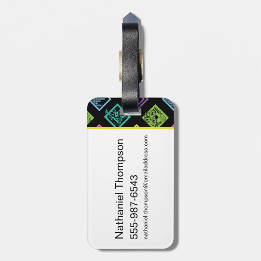 DJ Scooby-Doo Pattern Bagagelabel (Achterkant verticaal)