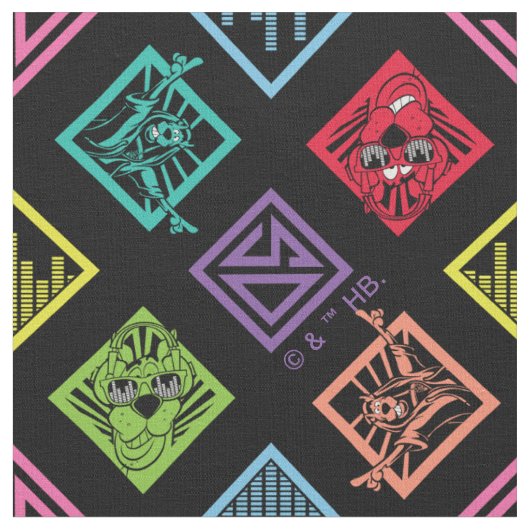 DJ Scooby-Doo Pattern Stof (Close Up)