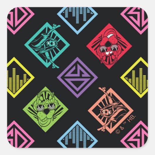 DJ Scooby-Doo Pattern Vierkante Sticker (Voorkant)